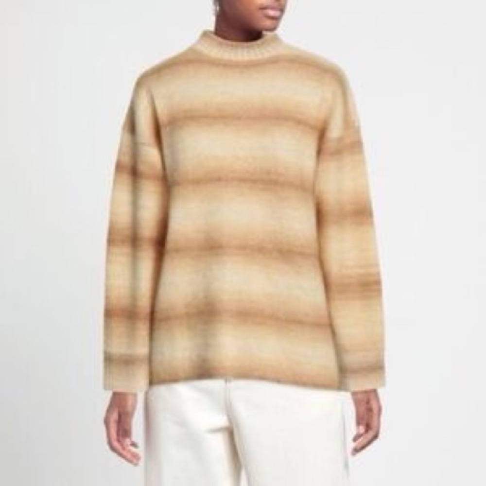 ACNE STUDIOS Ombre Stripe Alpaca Mohair Wool Blend Sweater Sand Beige NWOT XXS